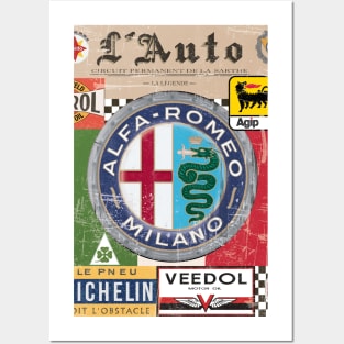 Alfa Romeo Vintage Poster L'Auto Distressed type 1 Posters and Art